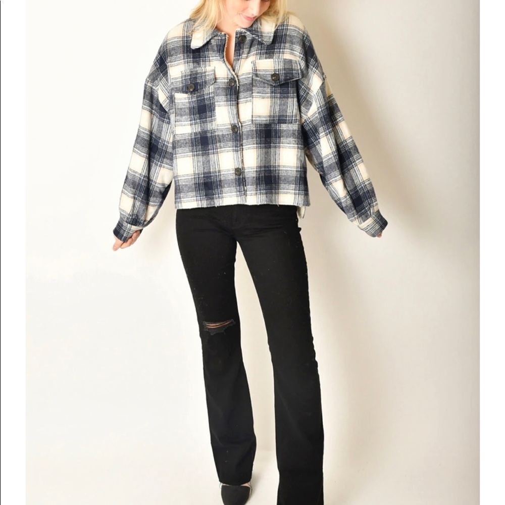 VINTAGE HAVANA PLAID SHACKET IVORY SHEARLING